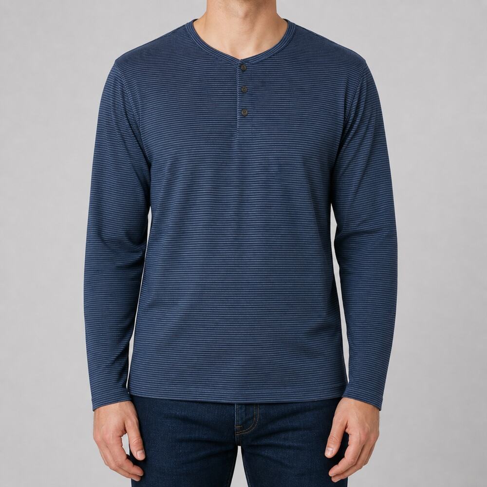 Vineyard Vines Edgartown Polo Shirt Mens XL Blue Striped Long Sleeve Henley